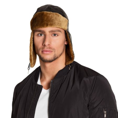 Boland Kukla letecká retro hnědá s kožešinkou