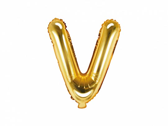 PartyDeco Foliové písmeno V zlaté 35 cm