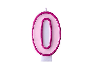 PartyDeco Narozeninová svíčka číslo 0 růžová