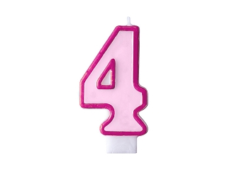 PartyDeco Narozeninová svíčka číslo 4 růžová