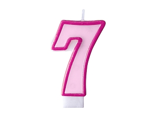 PartyDeco Narozeninová svíčka číslo 7 růžová