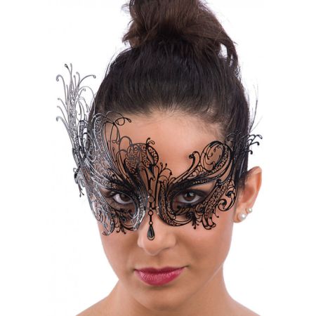 Carnival Toys Luxusní černá kovová škraboška