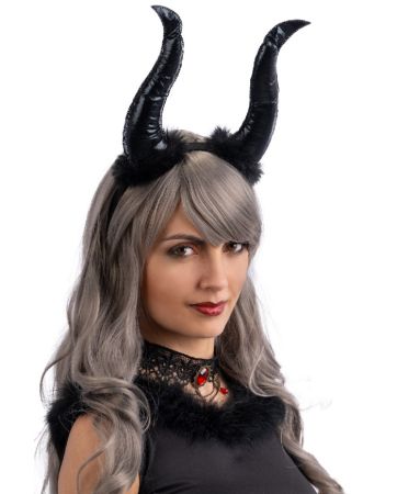Carnival Toys Velké čertovské rohy černé s chloupky
