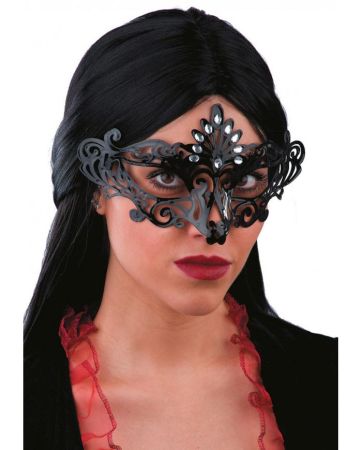 Carnival Toys Černá plastová škraboška s imitací drahokamů