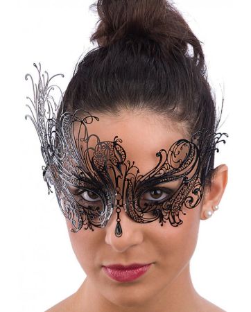 Carnival Toys Luxusní černá kovová škraboška