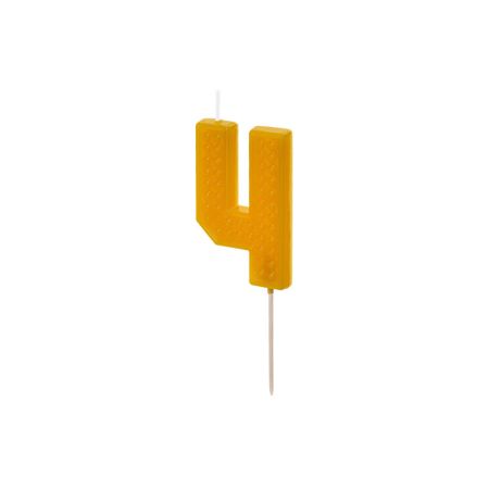 Narozeninová svíčka Lego číslo 4 žlutá