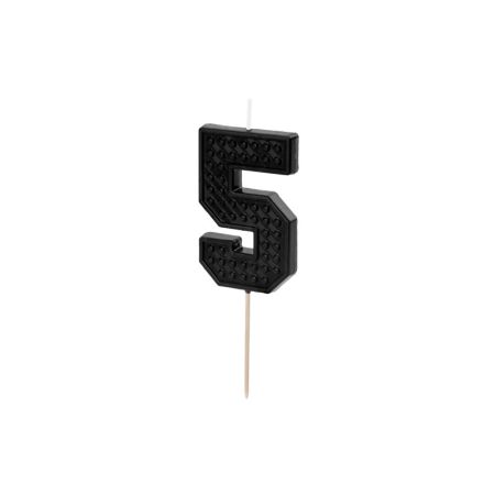 Narozeninová svíčka Lego číslo 5 černá