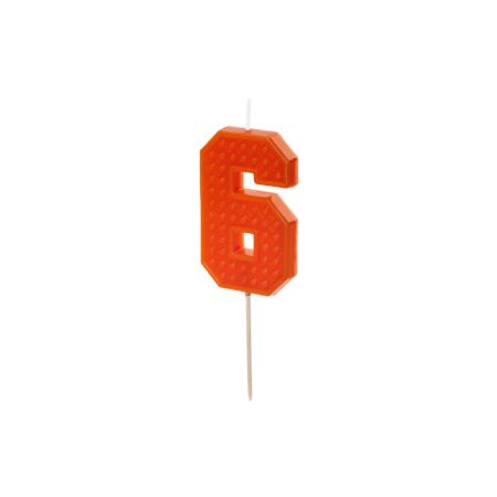 Narozeninová svíčka Lego číslo 6 červená