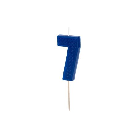 Narozeninová svíčka Lego číslo 7 modrá