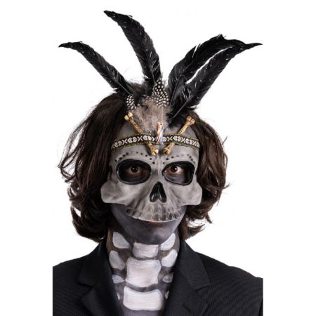 Carnival Toys Plastová voodoo maska lebka s čelenkou