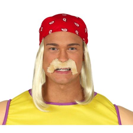 Fiestas Guirca Pánská blond paruka rocker se šátkem a knírkem