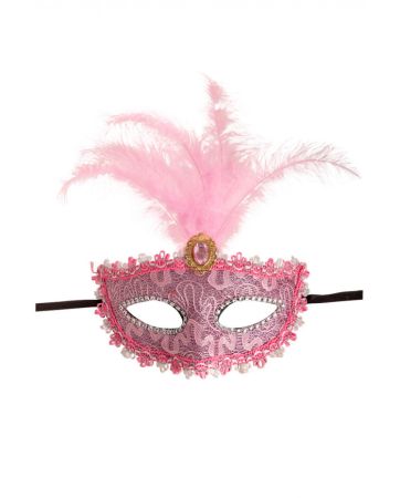 Carnival Toys Růžová škraboška s peřím
