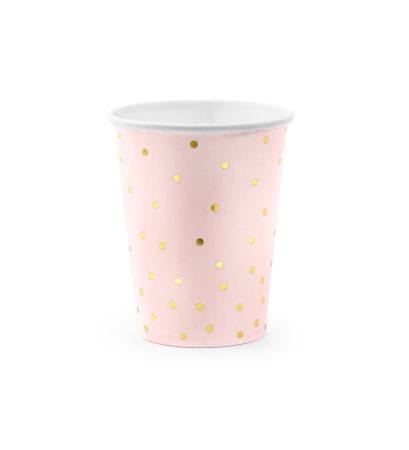 PARTYDECO Papírové kelímky růžové s tečkami -260 ml - 6ks