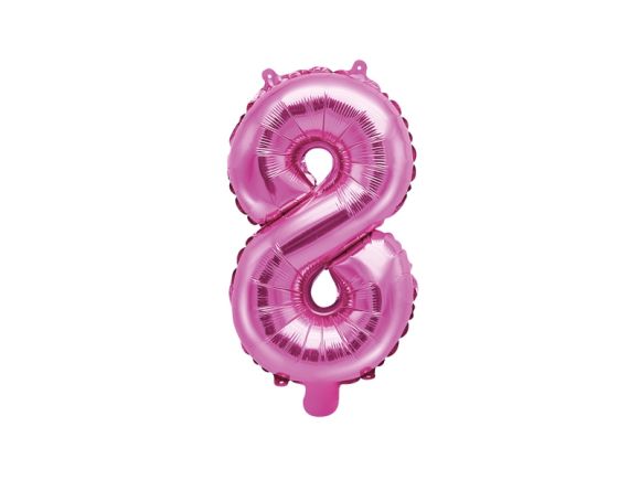 PARTYDECO Foliová číslice 8 - růžová - 35cm