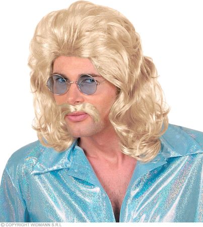 Widmann Paruka pánská retro blond s knírem
