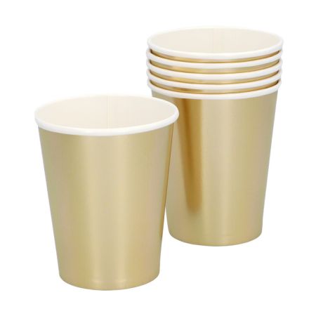 Boland Sada 6 papírových kelímků zlatých (25 cl) Boland Sada 6 papírových kelímků zlatých (25 cl)