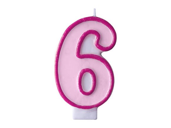 PartyDeco Narozeninová svíčka číslo 6 růžová