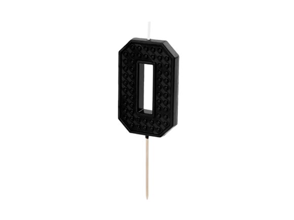 PARTYDECO Narozeninová svíčka Lego číslo 0 černá