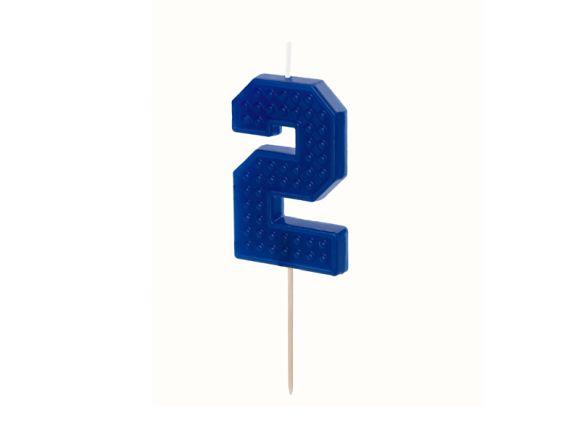 PARTYDECO Narozeninová svíčka Lego číslo 2 modrá