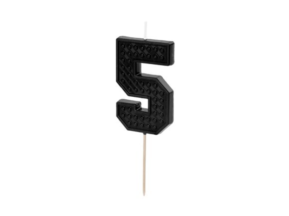PARTYDECO Narozeninová svíčka Lego číslo 5 černá