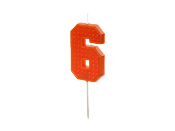 PARTYDECO Narozeninová svíčka Lego číslo 6 červená