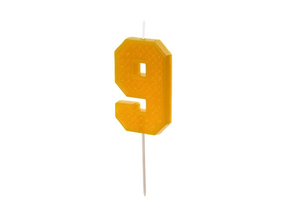 PARTYDECO Narozeninová svíčka Lego číslo 9 žlutá