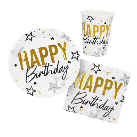 Boland Stolní set 'Happy Birthday' (6 talířů, 6 šálků, 12 ubrousků)