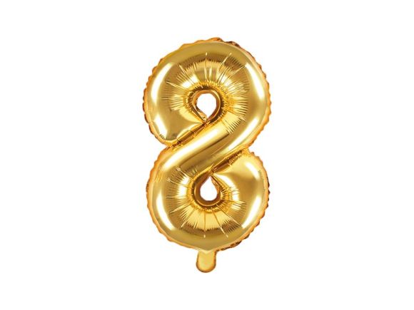 Partydeco Foliová číslice 8 - zlatá - 35cm