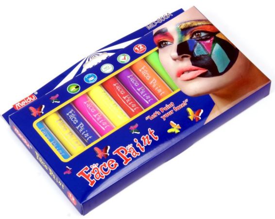 Sada barev na tělo a na obličej Body paiting 12ks 8612