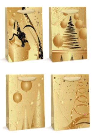 Dárková taška vánoční Gold Lux M 26x32x10cm