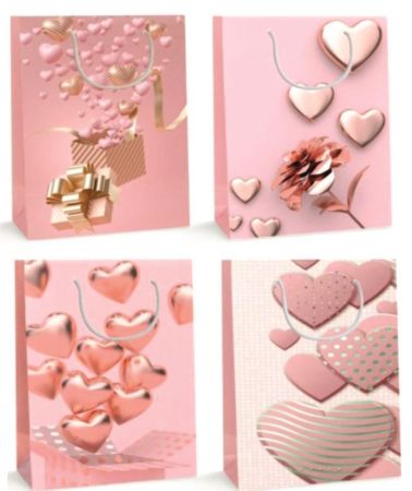 Dárková taška Heart Pink M 26x32x10cm