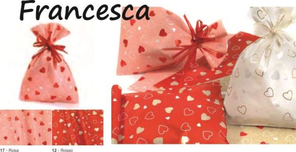 Dárkový sáček Francesca Rosso srdíčka 16x25cm 50ks mix