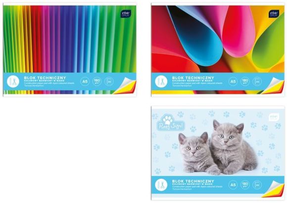 Blok technický A5-20 listů 180g barevných papírů