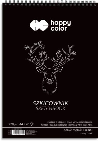 Blok skicák s černými listy, A4, 220 g / m2, 20 listů, Happy Color