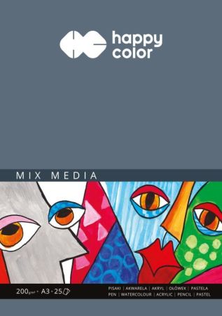 Blok Mix media  ART, A3, 200gsm, 25 sheets, Happy Color