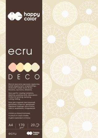 Blok dekoračních papírů Ecru A4, 170 g / m2, 10 listů, 4 barvy., Happy Color