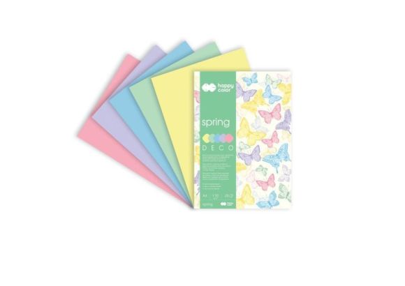 Blok dekoračních papírů Spring  A4, 170 g / m2, 20 listů, 5 odstínů, Happy Color