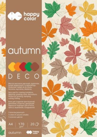 Blok dekoračních papírů Forest  A4, 170 g / m2, 20 listů, 5 odstínů, Happy Color