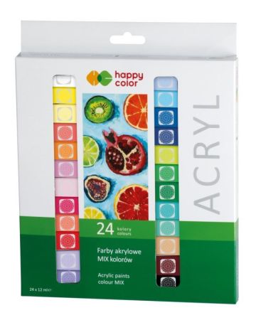Sada akrylových barev 24 barev x 12 ml, Happy Color