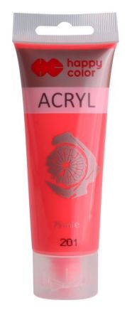 Akrylová barva 75ml, Fluorescentní Červená, Happy Color 201