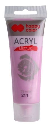 Akrylová barva 75ml, Metalická Růžové , Happy Color 211