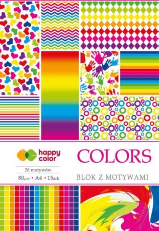Bloky s motivy COLORS, A4, 80 g / m2, 15 listů, 27 motivů, Happy Color