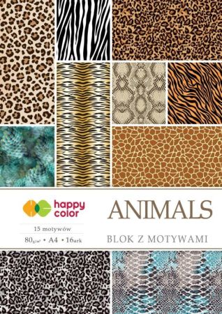 Bloky s motivy ANIMALS, A4, 80 g / m2, 15+1 listů, 15 motivů, Happy Color