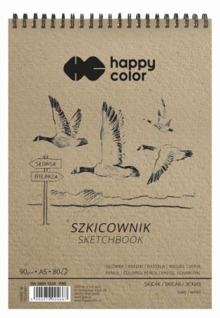 Blok skicák BIRDS A5, bílý, 90 g / m2, 80 listů, Happy Color