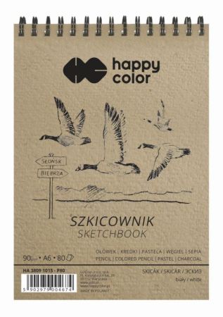 Blok skicák BIRDS A6, bílý, 90 g / m2, 80 listů, Happy Color