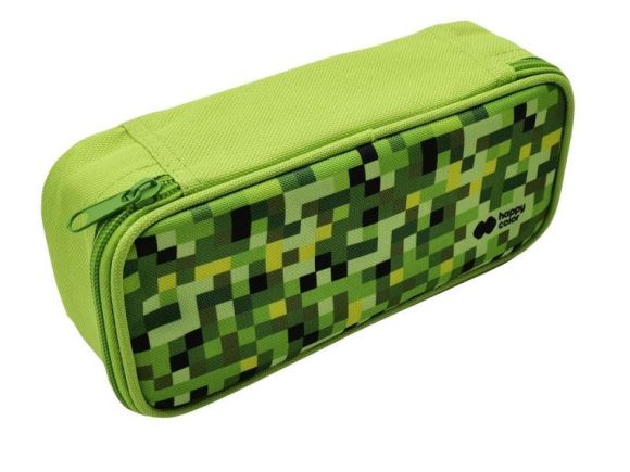 Penál etue s jedním zipem a vnitřní klopou, kolekce PIXI, green, Happy Color