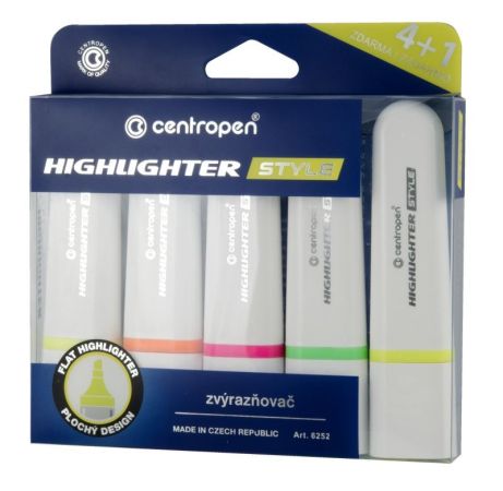 Zvýrazňovač  Centropen Style 6252/4 neon sada 4ks