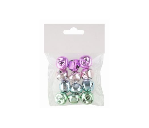Dekorace vánoční - rolničky pastel mix 2cm, 12ks