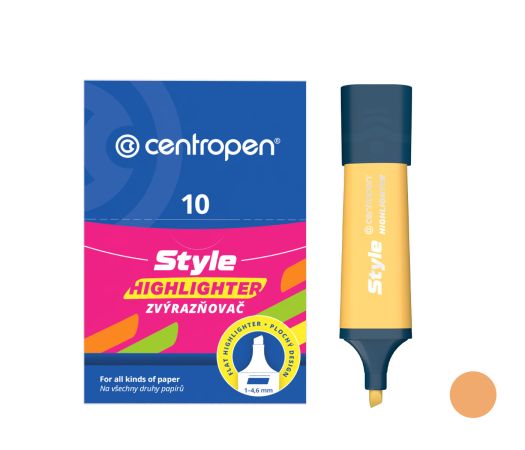 Zvýrazňovač CENTROPEN 6252 oranžový pastelově, plochý Zvýrazňovač CENTROPEN 6252 oranžový pastelově, plochý