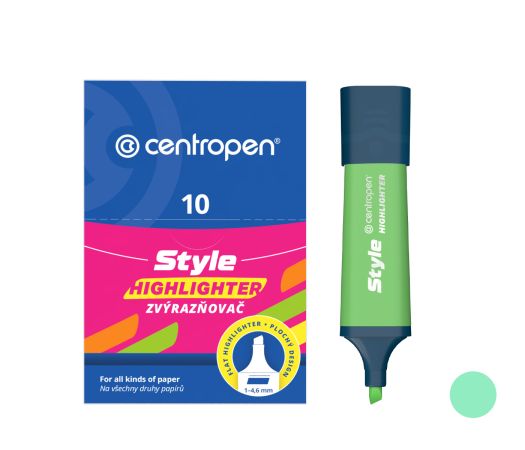 Zvýrazňovač CENTROPEN 6252 zelená pastelově, plochý Zvýrazňovač CENTROPEN 6252 zelená pastelově, plochý